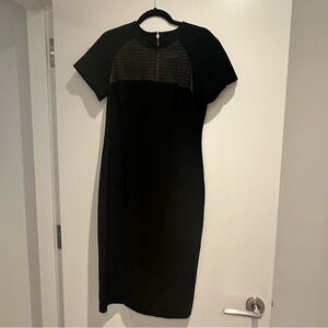 Ginger & Smart Black Sheath Midi Dress with short sleeves